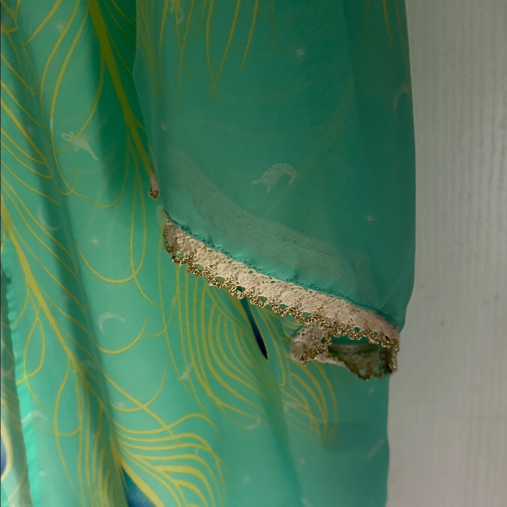 Disney Teal Peacock Feather Open-Front Kimono - Picture 4 of 6